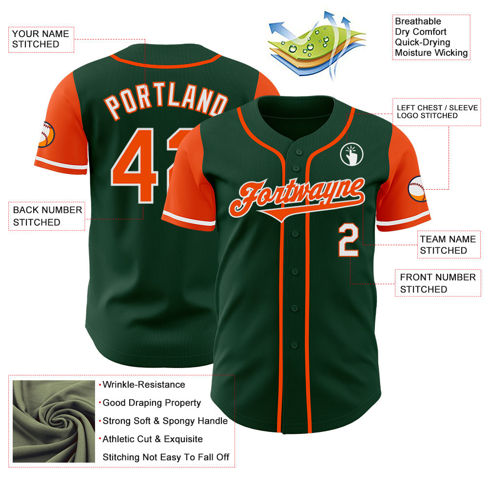 Custom Green Orange-White Authentic Two Tone Baseball Jersey - Sky-Custom