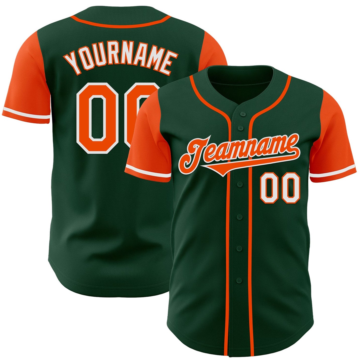 Custom Green Orange-White Authentic Two Tone Baseball Jersey - Sky-Custom