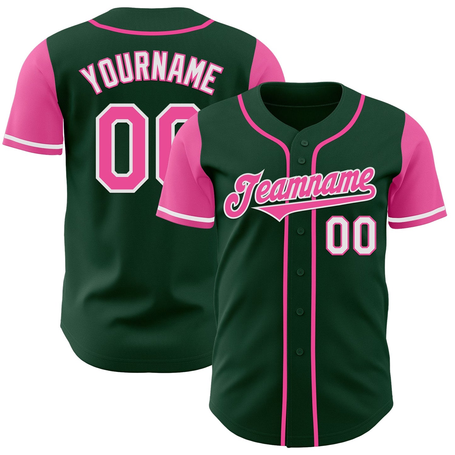 Custom Green Pink-White Authentic Two Tone Baseball Jersey - Sky-Custom