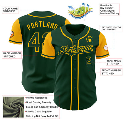 Custom Green Gold Authentic Two Tone Baseball Jersey - Sky-Custom