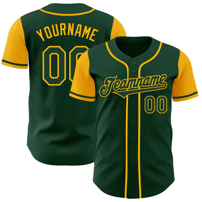 Custom Green Gold Authentic Two Tone Baseball Jersey - Sky-Custom