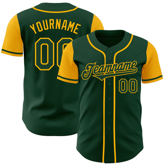 Custom Green Gold Authentic Two Tone Baseball Jersey - Sky-Custom
