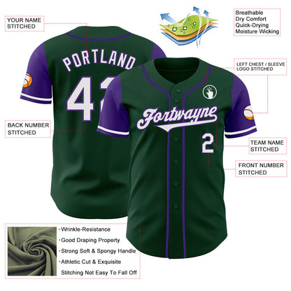 Custom Green White-Purple Authentic Two Tone Baseball Jersey - Sky-Custom