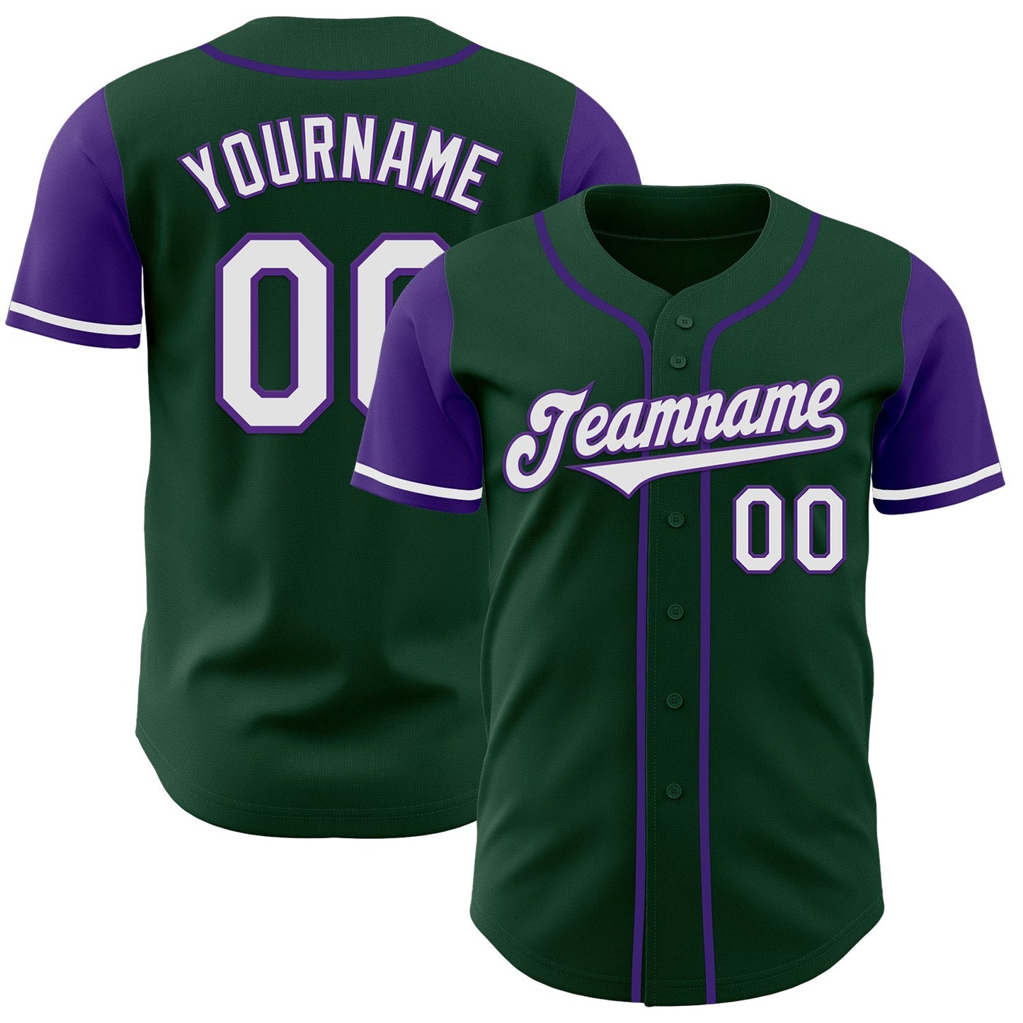Custom Green White-Purple Authentic Two Tone Baseball Jersey - Sky-Custom