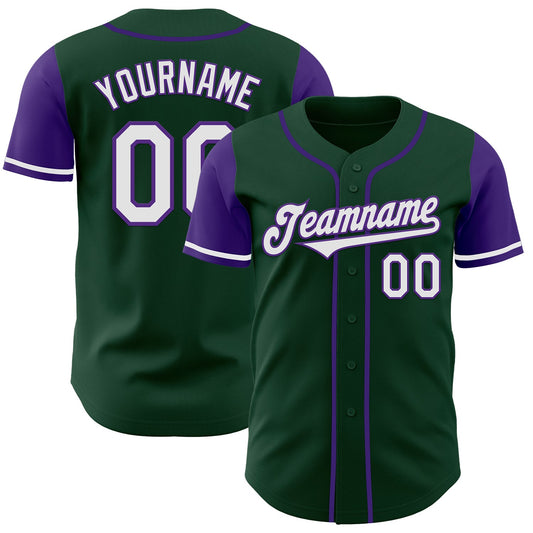 Custom Green White-Purple Authentic Two Tone Baseball Jersey - Sky-Custom