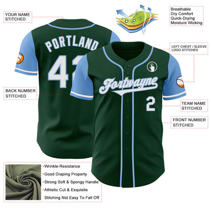 Custom Green White-Light Blue Authentic Two Tone Baseball Jersey - Sky-Custom