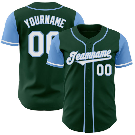 Custom Green White-Light Blue Authentic Two Tone Baseball Jersey - Sky-Custom