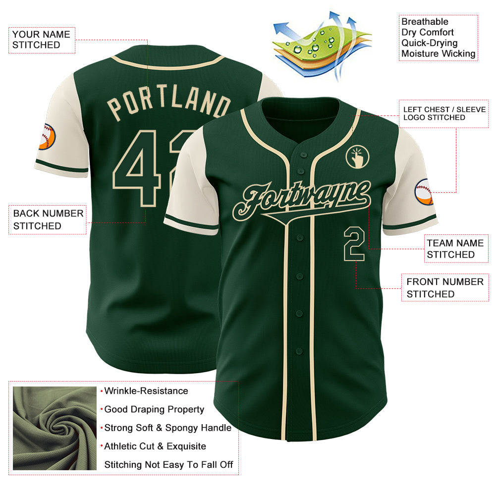 Custom Green Cream Authentic Two Tone Baseball Jersey - Sky-Custom