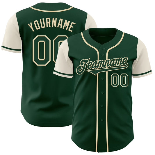 Custom Green Cream Authentic Two Tone Baseball Jersey - Sky-Custom