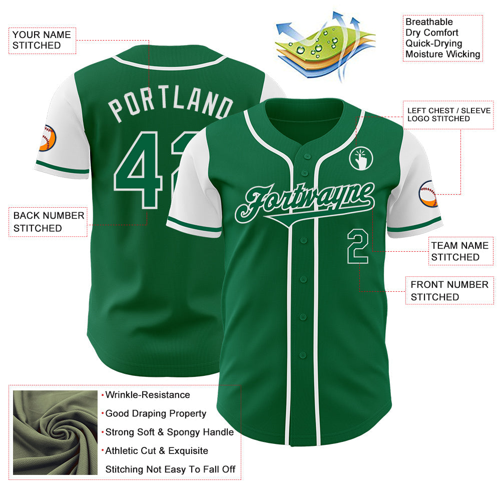 Custom Kelly Green White Authentic Two Tone Baseball Jersey - Sky-Custom