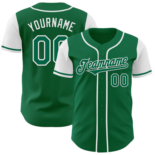 Custom Kelly Green White Authentic Two Tone Baseball Jersey - Sky-Custom