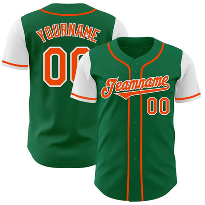 Custom Kelly Green Orange-White Authentic Two Tone Baseball Jersey - Sky-Custom