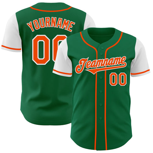 Custom Kelly Green Orange-White Authentic Two Tone Baseball Jersey - Sky-Custom