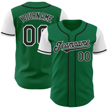 Custom Kelly Green Black-White Authentic Two Tone Baseball Jersey - Sky-Custom