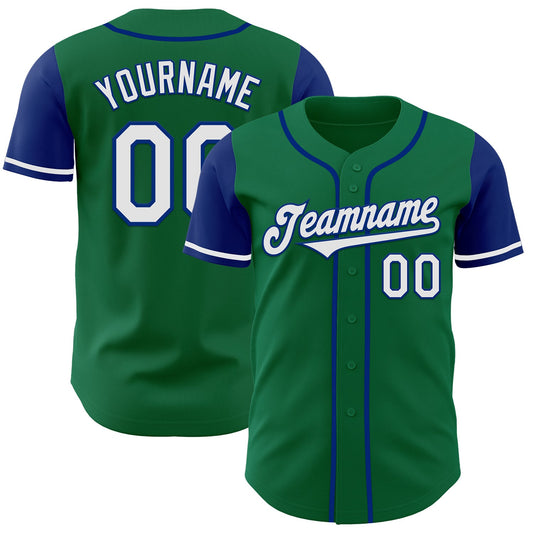 Custom Kelly Green White-Royal Authentic Two Tone Baseball Jersey - Sky-Custom