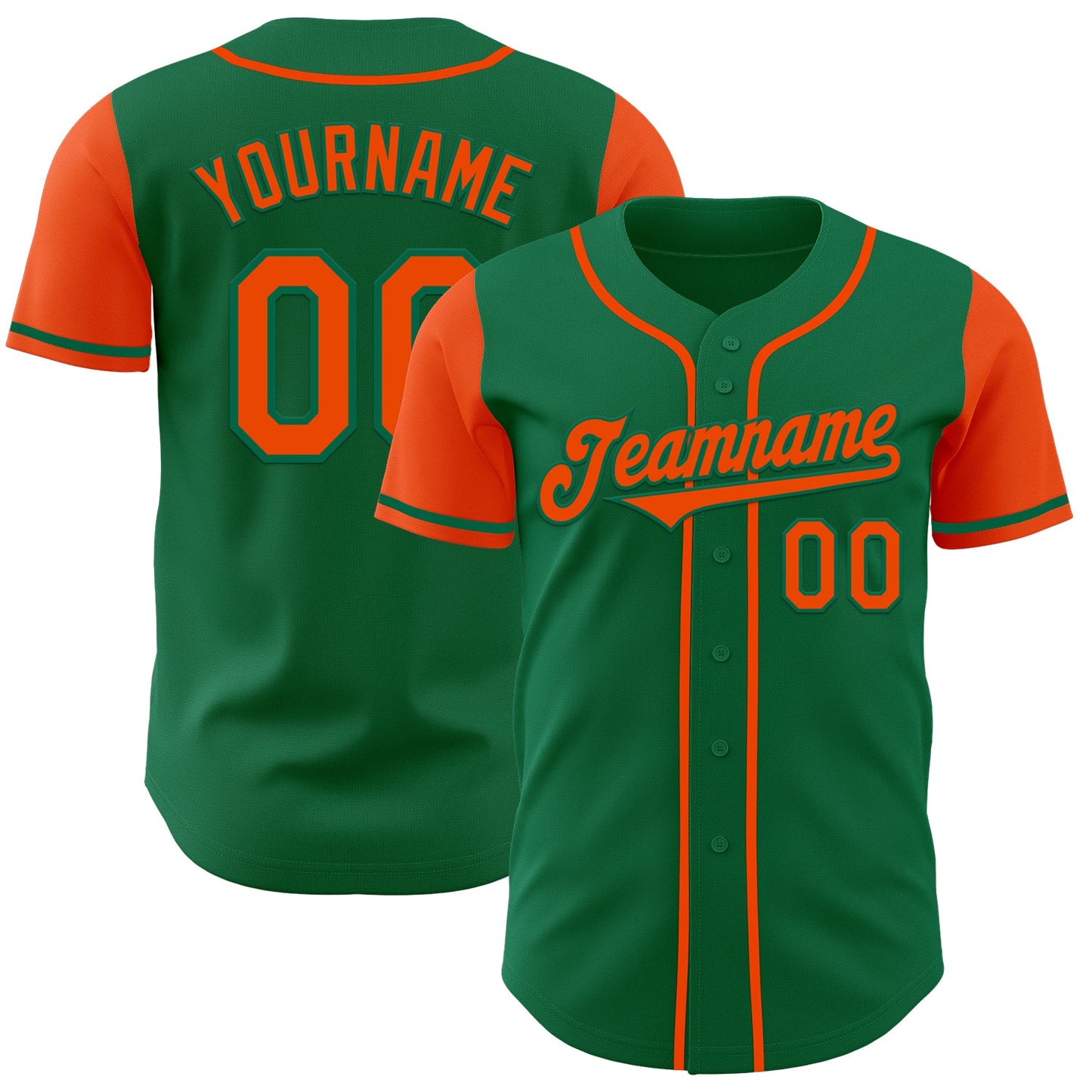 Custom Kelly Green Orange Authentic Two Tone Baseball Jersey - Sky-Custom