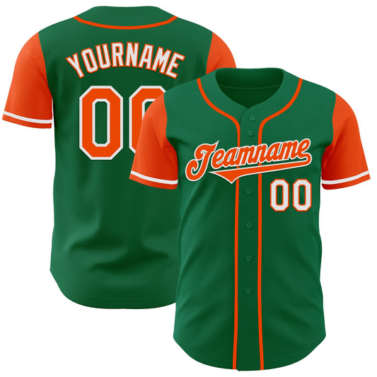 Custom Kelly Green Orange-White Authentic Two Tone Baseball Jersey - Sky-Custom