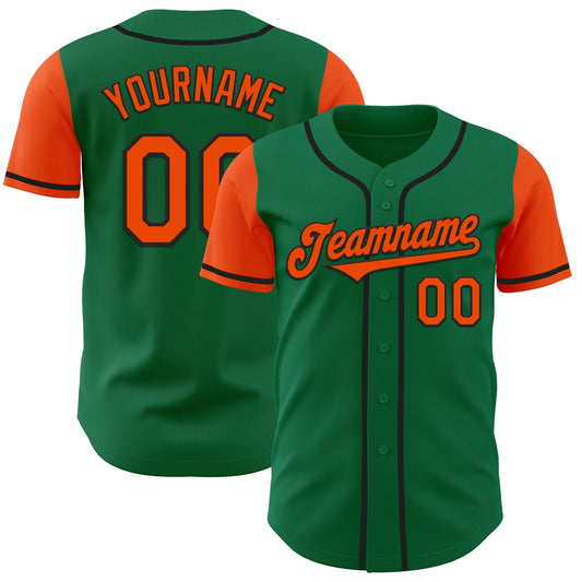 Custom Kelly Green Orange-Black Authentic Two Tone Baseball Jersey - Sky-Custom