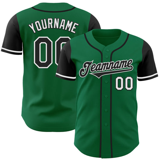 Custom Kelly Green Black-White Authentic Two Tone Baseball Jersey - Sky-Custom