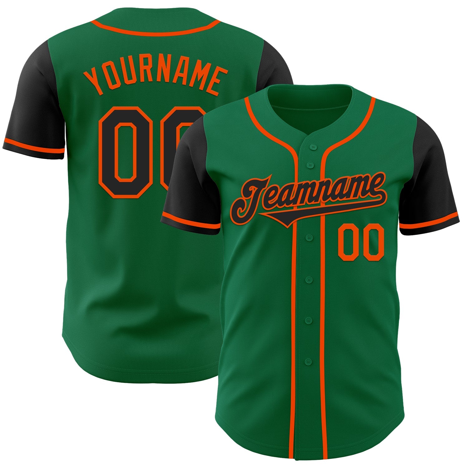 Custom Kelly Green Black-Orange Authentic Two Tone Baseball Jersey - Sky-Custom
