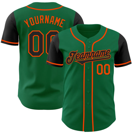 Custom Kelly Green Black-Orange Authentic Two Tone Baseball Jersey - Sky-Custom