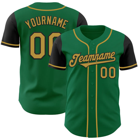 Custom Kelly Green Old Gold-Black Authentic Two Tone Baseball Jersey - Sky-Custom
