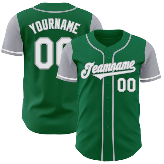 Custom Kelly Green White-Gray Authentic Two Tone Baseball Jersey - Sky-Custom