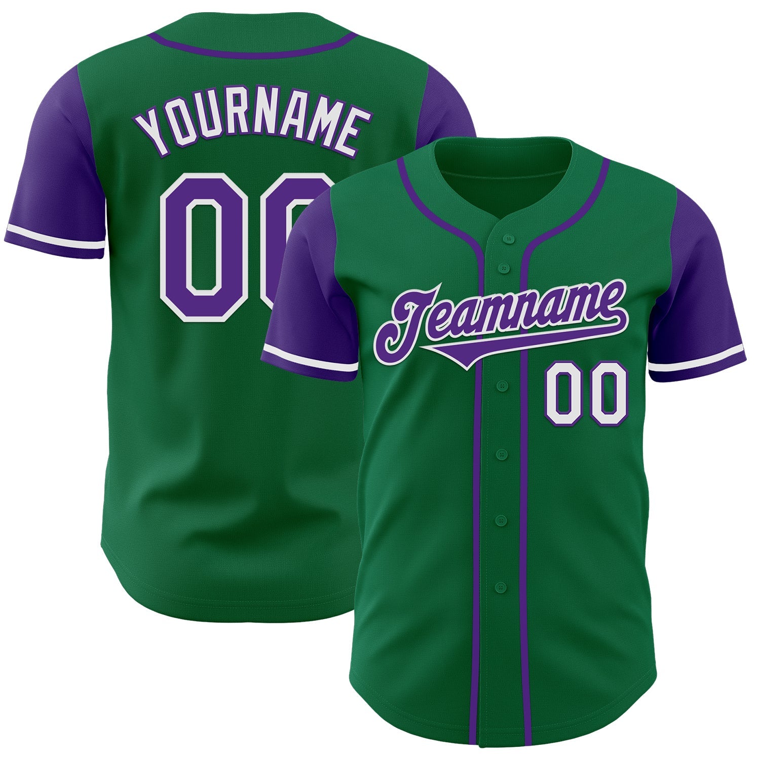 Custom Kelly Green Purple-White Authentic Two Tone Baseball Jersey - Sky-Custom