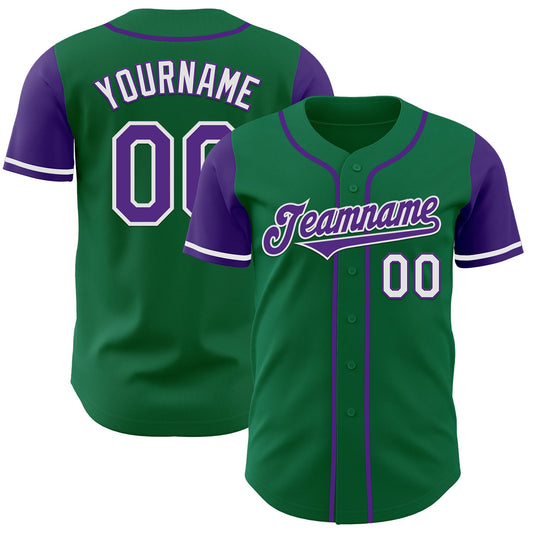 Custom Kelly Green Purple-White Authentic Two Tone Baseball Jersey - Sky-Custom