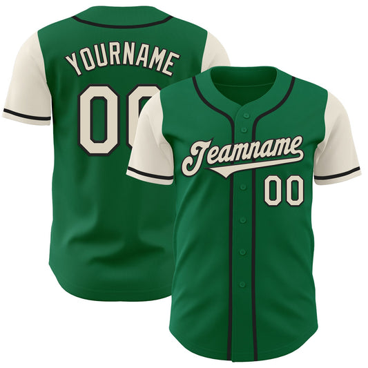 Custom Kelly Green Cream-Black Authentic Two Tone Baseball Jersey - Sky-Custom