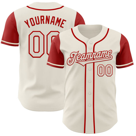 Custom Cream Red Authentic Two Tone Baseball Jersey - Sky-Custom