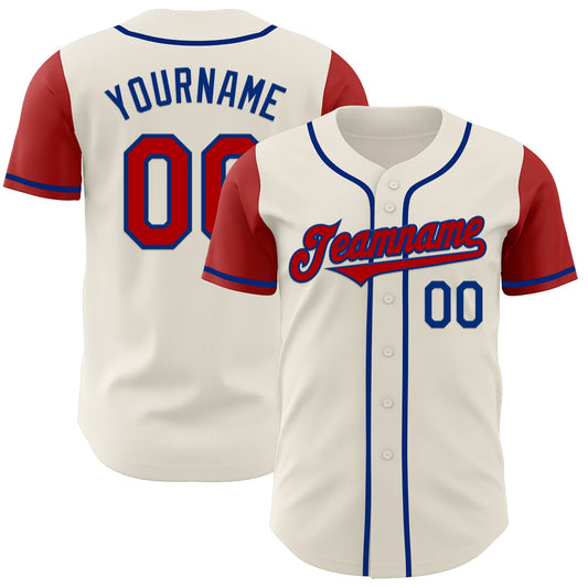 Custom Cream Red-Royal Authentic Two Tone Baseball Jersey - Sky-Custom