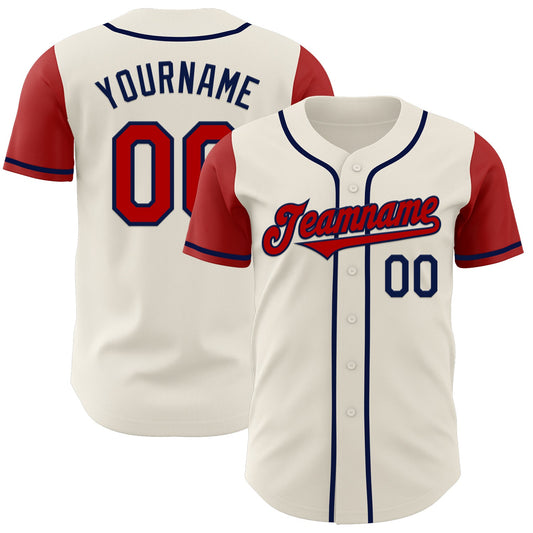 Custom Cream Red-Navy Authentic Two Tone Baseball Jersey - Sky-Custom