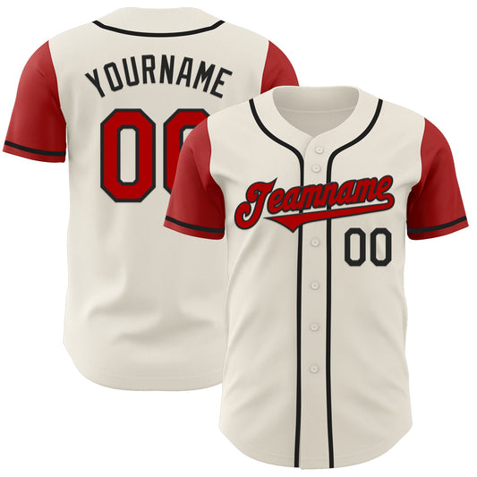 Custom Cream Red-Black Authentic Two Tone Baseball Jersey - Sky-Custom