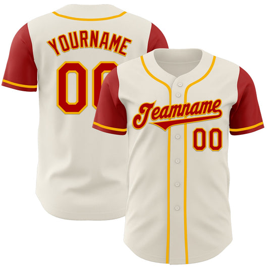 Custom Cream Red-Gold Authentic Two Tone Baseball Jersey - Sky-Custom