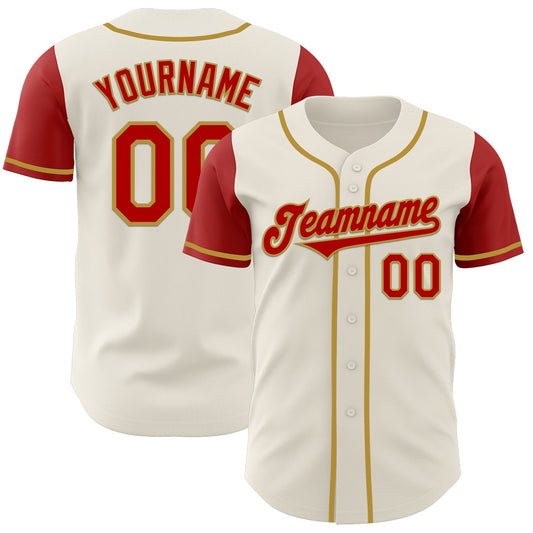 Custom Cream Red-Old Gold Authentic Two Tone Baseball Jersey - Sky-Custom