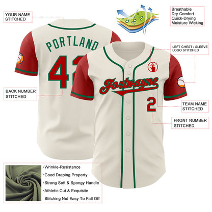 Custom Cream Red-Kelly Green Authentic Two Tone Baseball Jersey - Sky-Custom