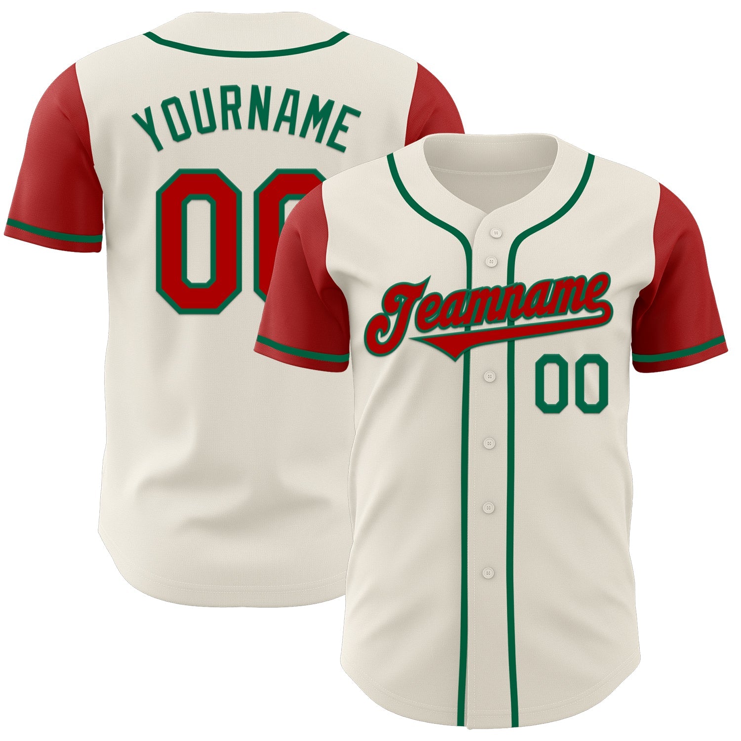 Custom Cream Red-Kelly Green Authentic Two Tone Baseball Jersey - Sky-Custom