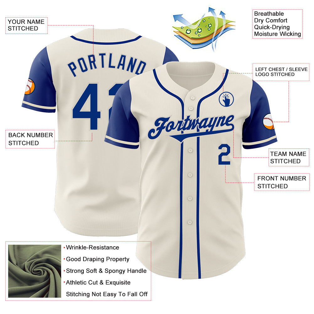 Custom Cream Royal Authentic Two Tone Baseball Jersey - Sky-Custom