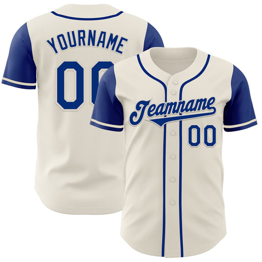 Custom Cream Royal Authentic Two Tone Baseball Jersey - Sky-Custom