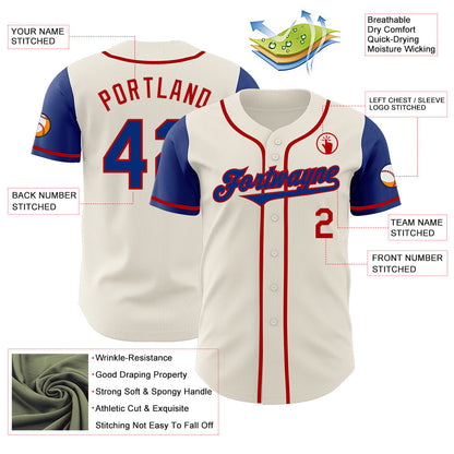 Custom Cream Royal-Red Authentic Two Tone Baseball Jersey - Sky-Custom