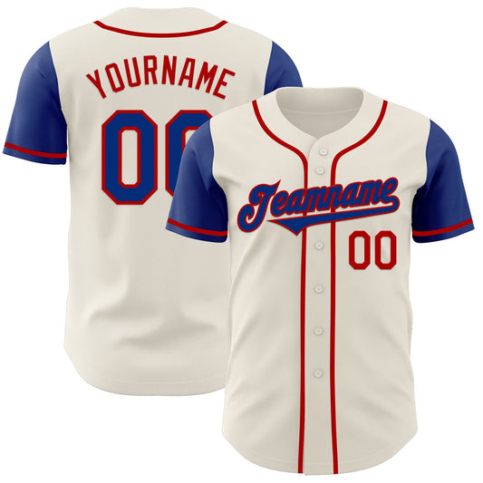 Custom Cream Royal-Red Authentic Two Tone Baseball Jersey - Sky-Custom