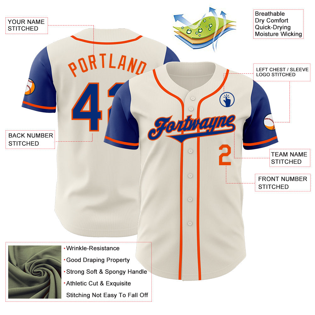 Custom Cream Royal-Orange Authentic Two Tone Baseball Jersey - Sky-Custom