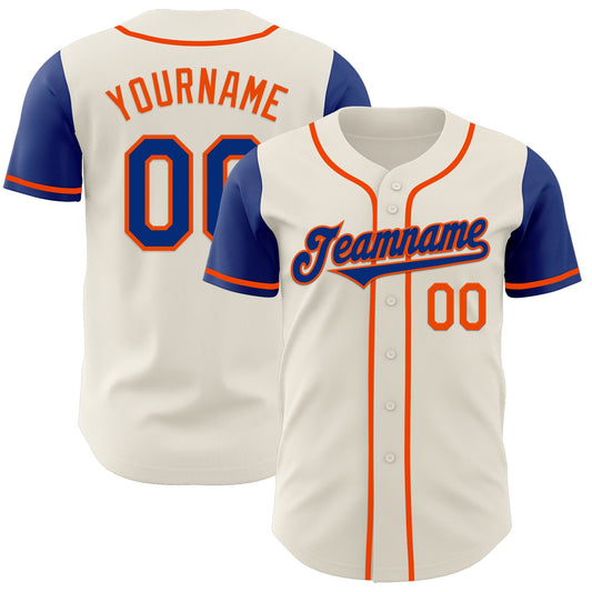 Custom Cream Royal-Orange Authentic Two Tone Baseball Jersey - Sky-Custom