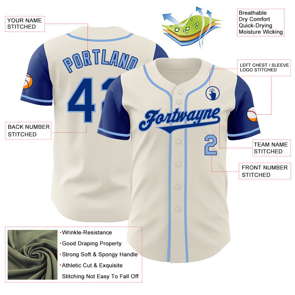 Custom Cream Royal-Light Blue Authentic Two Tone Baseball Jersey - Sky-Custom