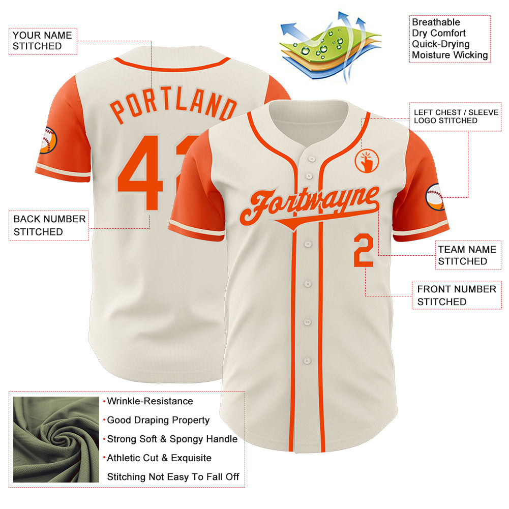 Custom Cream Orange Authentic Two Tone Baseball Jersey - Sky-Custom