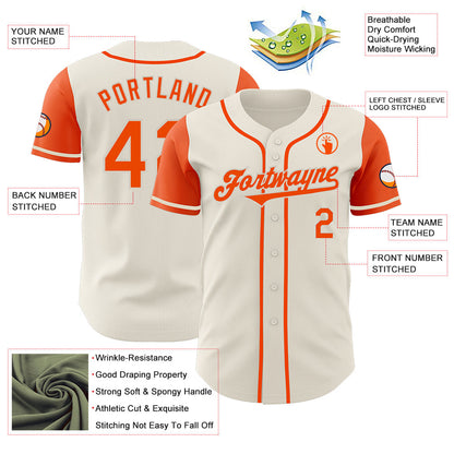 Custom Cream Orange Authentic Two Tone Baseball Jersey - Sky-Custom
