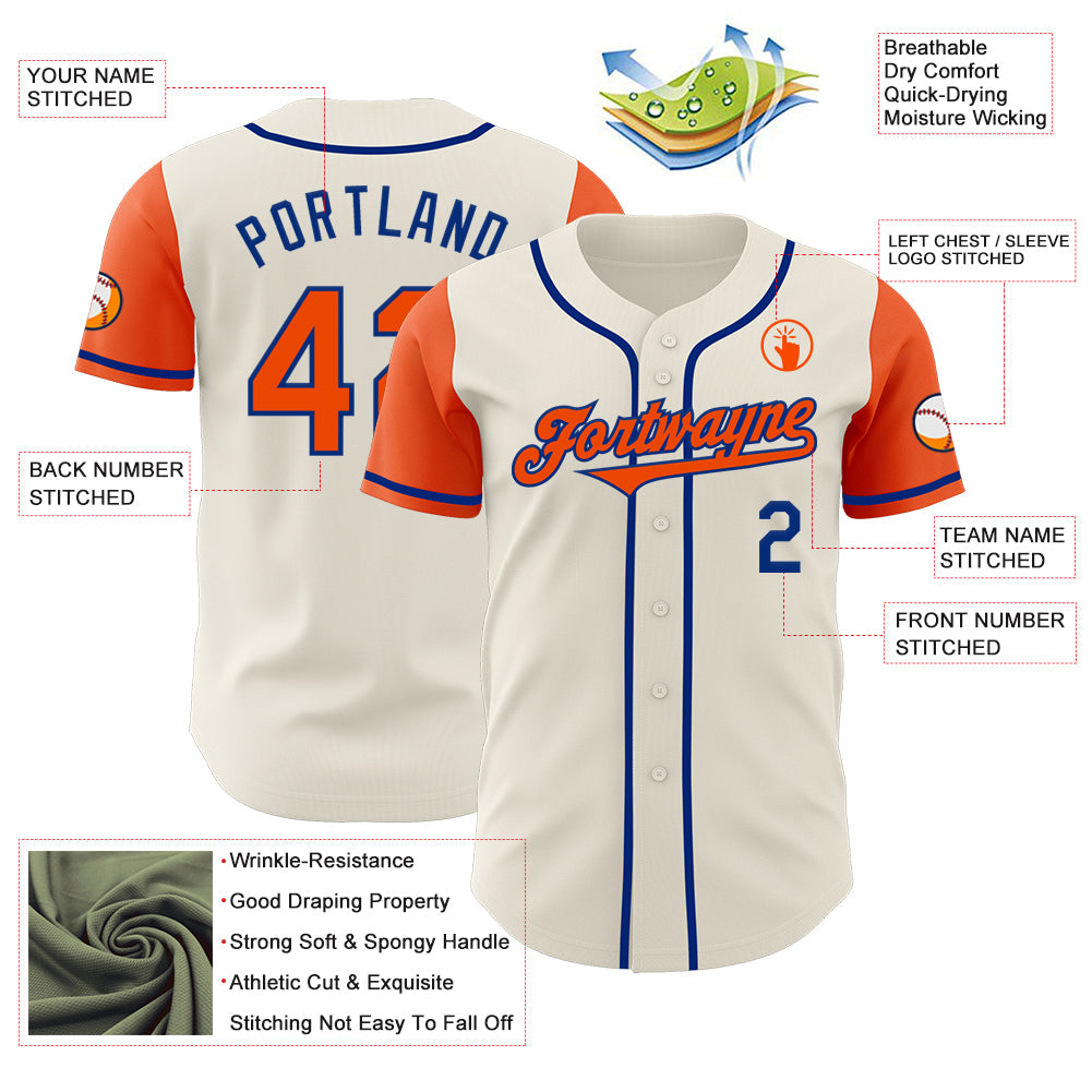 Custom Cream Orange-Royal Authentic Two Tone Baseball Jersey - Sky-Custom