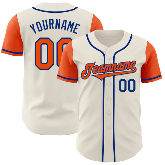 Custom Cream Orange-Royal Authentic Two Tone Baseball Jersey - Sky-Custom