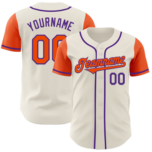 Custom Cream Orange-Purple Authentic Two Tone Baseball Jersey - Sky-Custom
